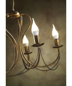 LAMPADARIO 5 LUCI "CANDELA" IN METALLO BRONZO, E14